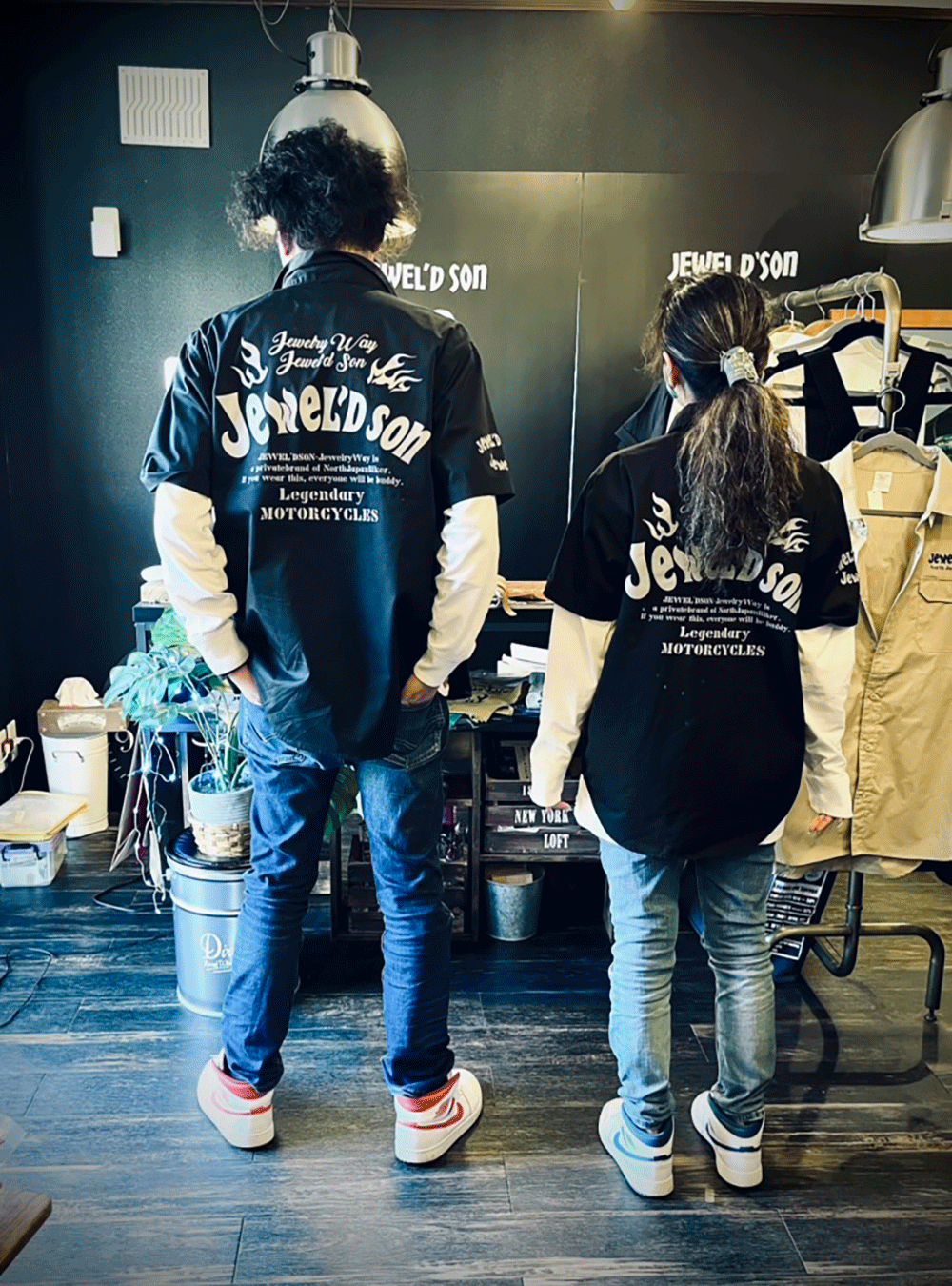 ワークシャツ 半袖【Fire】黒