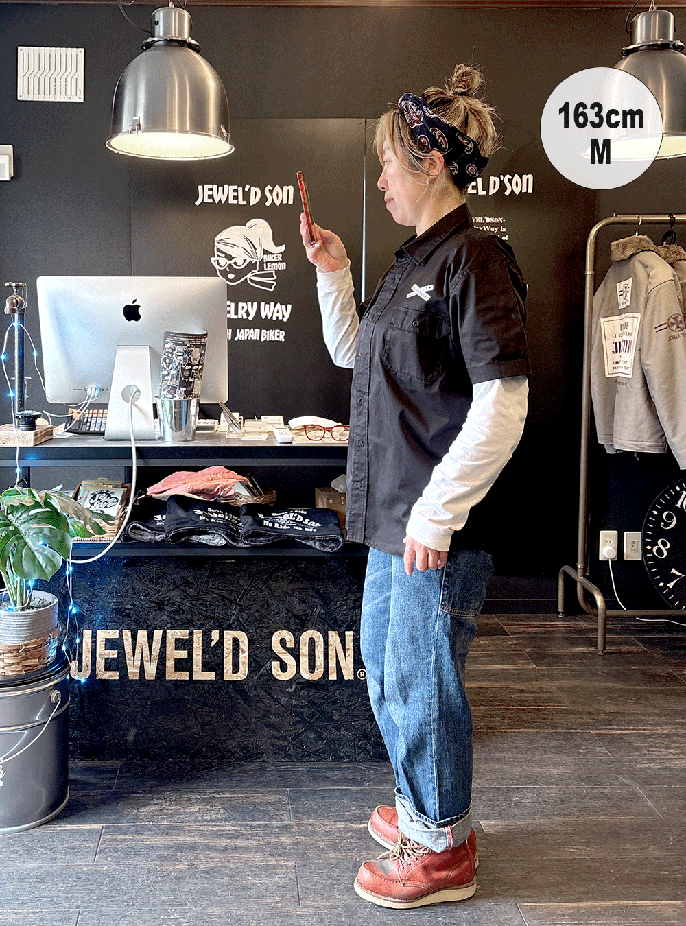 ワークシャツ 半袖【Fire】黒