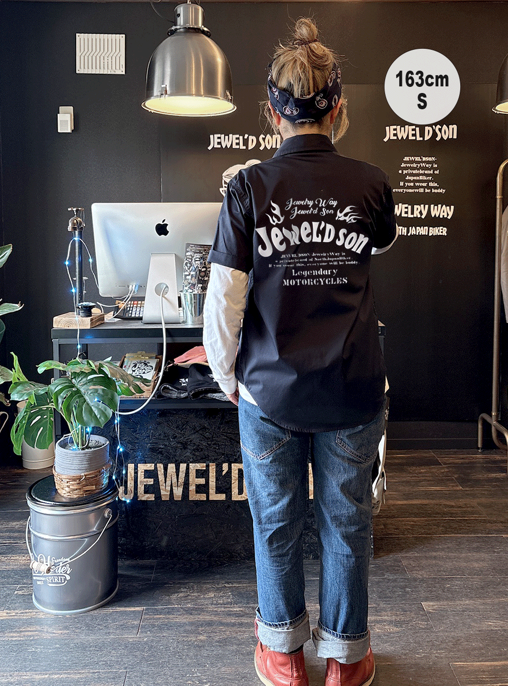 ワークシャツ 半袖【Fire】黒