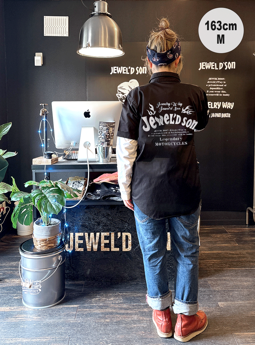 ワークシャツ 半袖【Fire】黒