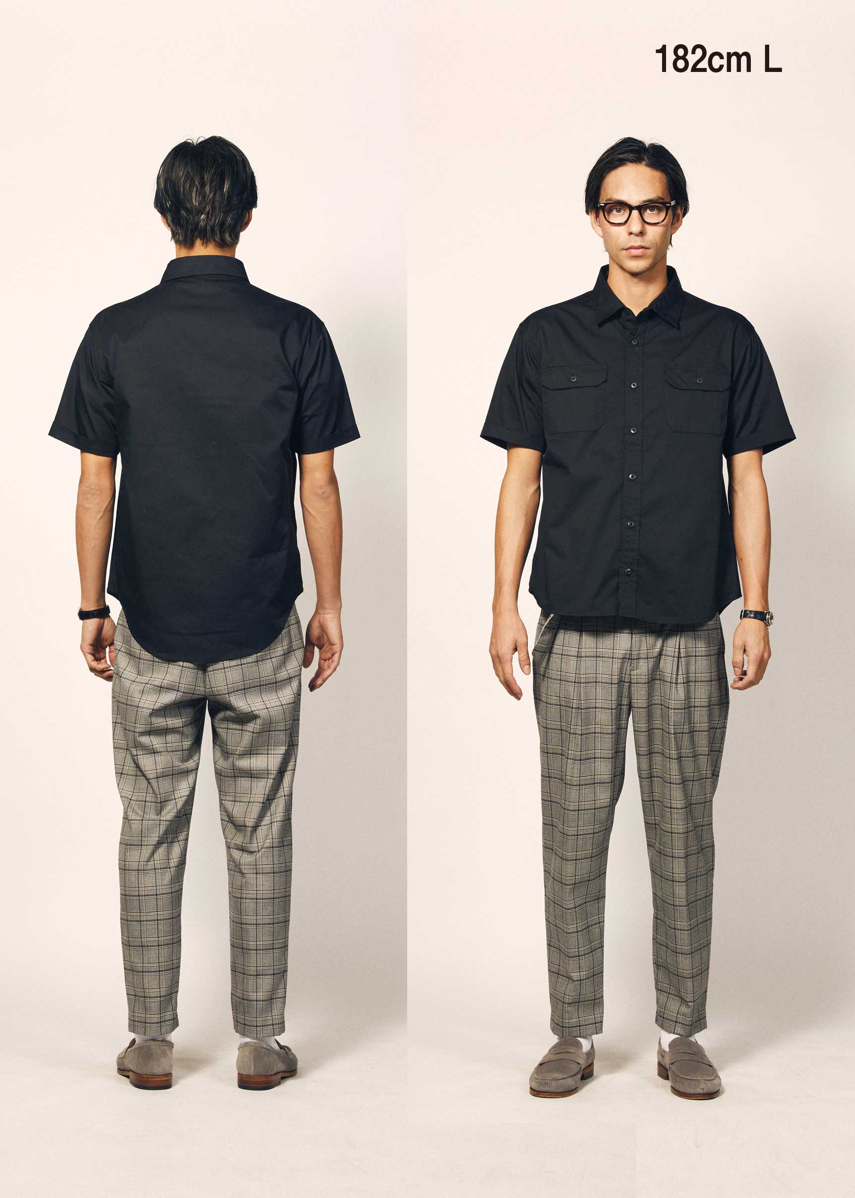 ワークシャツ 半袖【TEXTdesign】黒